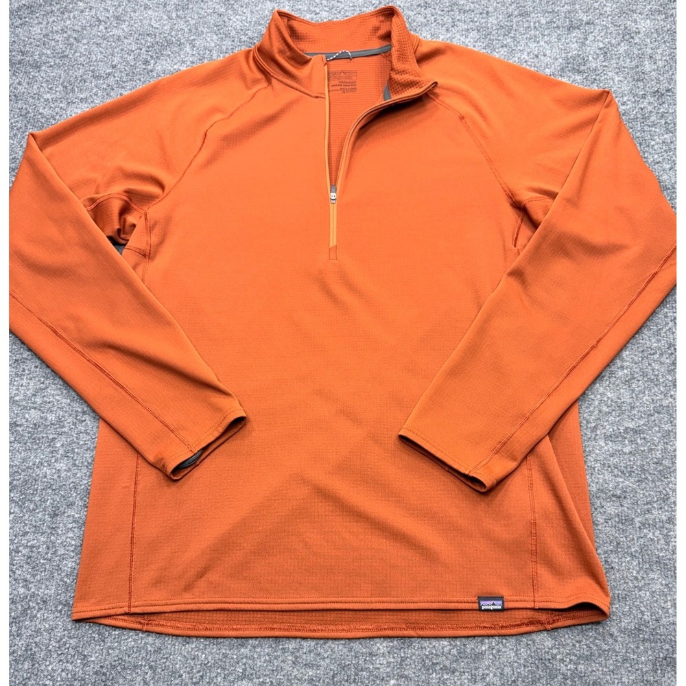 Patagonia Mens Capilene Midweight 1/4 Zip Polartec Grid Fleece Orange XL